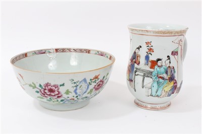 Lot 60 - 18th century Chinese export polychrome painted tankard