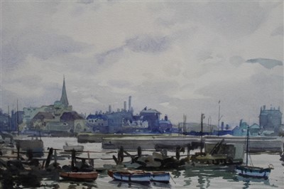 Lot 1386 - Wilfred Moody Fryer (1891-1967) watercolour Lowestoft harbour