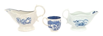 Lot 25 - 18th century Pennington Liverpool blue and white sauce boat and Pennington Liverpool coffee cup