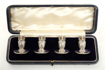 Lot 322 - Set of four Edwardian silver menu holders (Chester 1908), Sampson Mordan