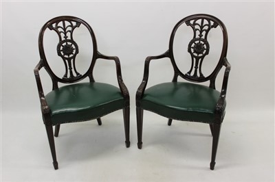 Lot 1333 - Pair of Chippendale-style mahogany open armchairs