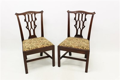 Lot 1336 - Pair of George III gothic revival mahogany side chairs