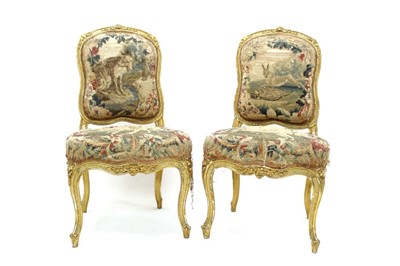Lot 1339 - Good pair of 18th century French gilt salon chairs