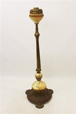 Lot 1342 - Unusual telescopic brass and porcelain oil lamp