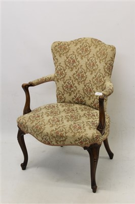 Lot 1347 - Hepplewhite-style mahogany salon armchair, standing on cabriole legs