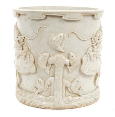 Lot 47 - Chinese Qing blanc-de-chine brush pot