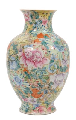 Lot 61 - Late 19th century Chinese millefiori decorated baluster vase