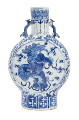 Lot 63 - 19th century Chinese blue and white moon flask