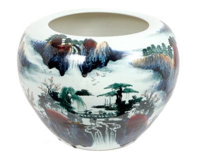 Lot 130 - 20th century Chinese studio flambé glazed baluster vase