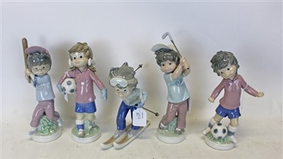 Lot 2013 - Five Lladro Sport Billy figures