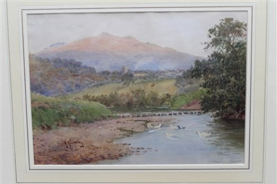 Lot 332 - Albert Kinsley (1852-1945) two watercolours - landscapes, signed, in glazed gilt frames, 24.5cm x 36.5cm and 23cm x 32cm