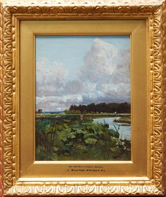 Lot 964 - John William Buxton Knight (1842-1908) pair of oils on panel - On the River Otter, Devon, signed, in glazed gilt frames, 22cm x 16cm 
 Provenance: Collection of Alfred A. Haley, Walton, Wakefield....