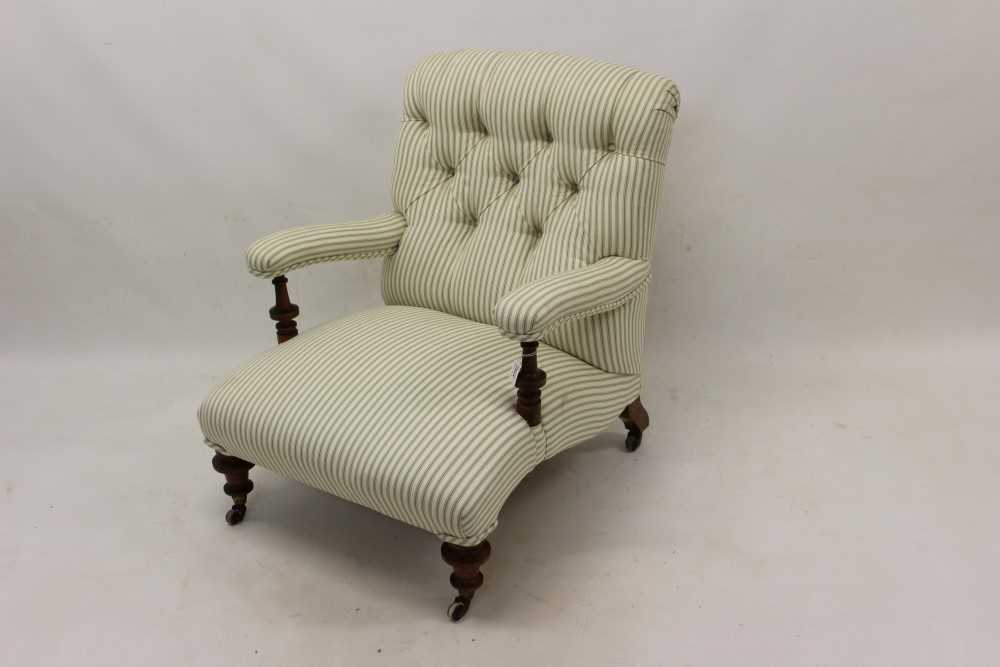 Lot 1357 - Late 19th / early 20th century walnut open armchair stamped Howard & Sons