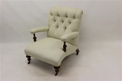 Lot 1357 - Late 19th / early 20th century walnut open armchair stamped Howard & Sons