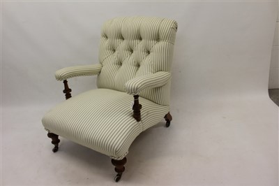 Lot 1357 - Late 19th / early 20th century walnut open armchair stamped Howard & Sons