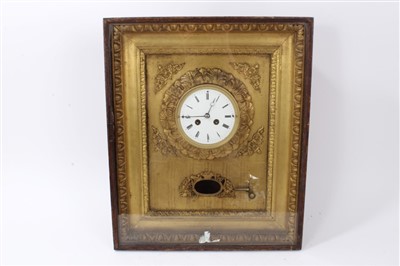 Lot 1279 - 19th century wall-mounted clock with eight day French movement, signed 'Japy Frères'