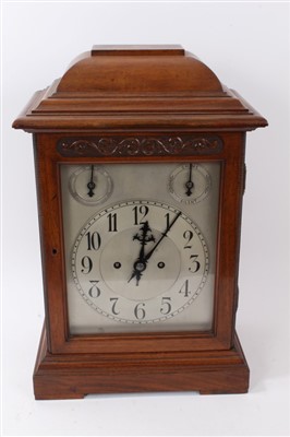 Lot 1283 - Late 19th / early 20th century mantel clock, eight day twin fusee movement, signed 'W. & H. ScH.'