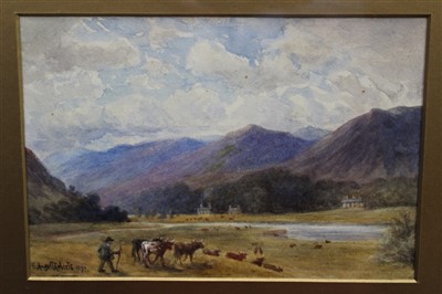 Lot 1153 - E. Angel Roberts, late 19th century watercolour - Mawddach Valley, North Wales, signed and dated 1897, in glazed gilt frame, 17cm x 25cm