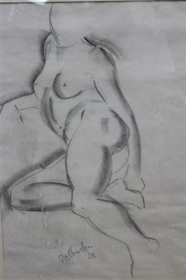 Lot 1156 - William Rothenstein (1872-1945) pencil sketch - a female nude, signed and dated ‘28, in glazed frame, 44cm x 30cm