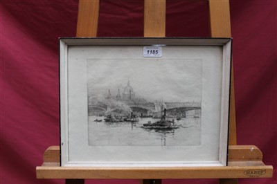 Lot 1185 - *Rowland Langmaid (1897-1956) signed etching - London Bridge with St Pauls, in glazed frame, 24cm x 32cm