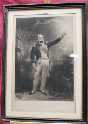 Lot 1189 - Sir William Beechey early 19th century mezzotint by C. Turner - portrait of The Right Honourable Edward Lord Viscount Exmouth, published 1818, in glazed frame, 69cm x 45cm