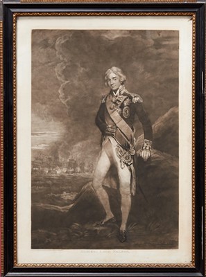 Lot 1197 - J. Hoppner early 19th century mezzotint by C. Turner - portrait of Admiral Lord Nelson, circa 1802, in glazed frame, 67cm x 47cm