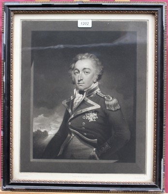Lot 1202 - J. W. Chandler 18th century mezzotint by Edward Bell - portrait of Captain Sir William Sidney Smith, 1796, in glazed frame, 43cm x 36cm