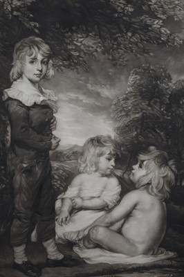 Lot 1206 - John Hoppner late 18th century mezzotint by James Ward - The Hoppner Children Bathing, 1799, proof before lettering, in glazed frame, 54cm x 44cm