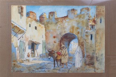 Lot 1224 - George Owen Wynne Apperley (1884-1960) watercolour - figures in a Continental town, signed, in glazed frame, 18cm x 24cm