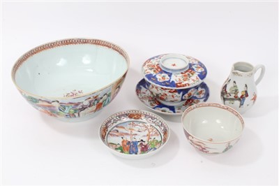 Lot 144 - 18th century Chinese sparrow-beak jug, Japanese bowl cover on stand, bowl, saucer
