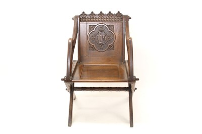 Lot 1449 - Victorian carved oak Glastonbury chair