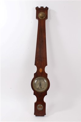 Lot 1288 - 19th century wall barometer with 5 inch silvered dial, 'Huggins, Colchester'