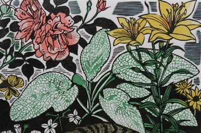 Lot 1149 - Richard Bawden (b.1936) signed limited edition lithograph - ‘Catnap’, 52/75, in glazed frame, 55cm x 53cm
