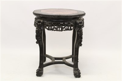 Lot 1359 - Late 19th / early 20th century Chinese hardwood and marble inlaid stand
