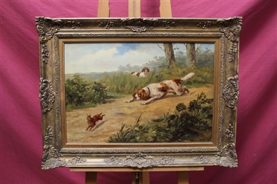 Lot 901 - Willmann, pair of Continental School oils on canvas - spaniels with a hare and pointers...