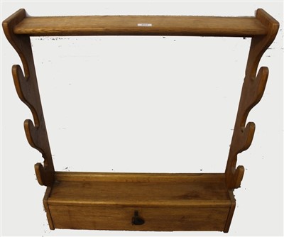 Lot 841 - Hand-made light oak gun rack / fishing rod rack with lockable compartment