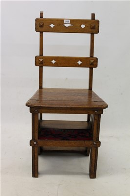 Lot 1379 - Victorian Gothic oak metamorphic library steps / chair