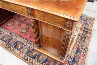 Lot 1383 - William IV flame mahogany twin pedestal sideboard
