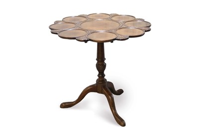 Lot 1410 - George III-style supper table with multiple dished top on turned column and cabriole legs, 78cm diameters