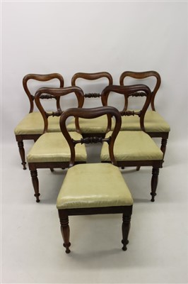 Lot 1417 - Set of six William IV rosewood hoop back dining chairs, each with slip in seat on faceted turned legs