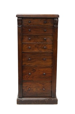 Lot 1450 - Early Victorian walnut wellington chest
