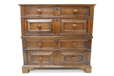Lot 1452 - Late 17th century oak geometric moulded chest