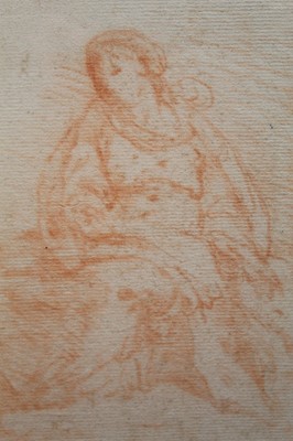 Lot 1040 - Attributed to Carlo Maratta (1625-1713) red chalk on paper - Study of a seated female, framed
