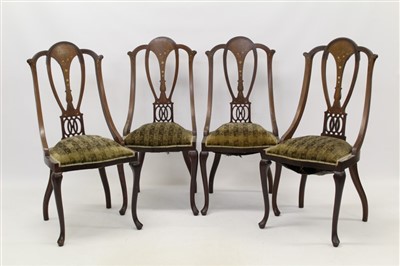Lot 1462 - Set of four Art Nouveau-style salon chairs