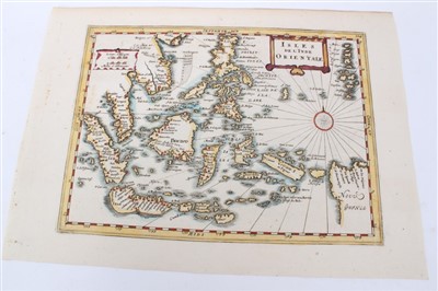 Lot 964 - Philippe Cluver (1580-1622), hand-coloured map - ‘Indiae Orientalis’, 22cm x 26cm, 1697, together with another - ‘Isles de L’ Indie Orientale’ (2).