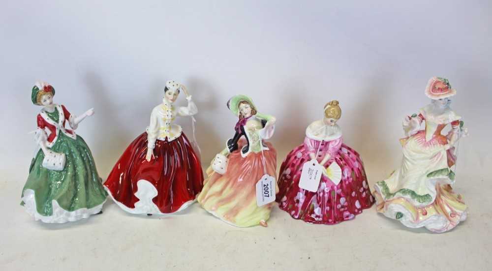 Lot 2007 - Ten Royal Doulton ladies- Autumn Breezes HN2131, Flowers Of LOVE HN3709, Rachel HN2936, Linda HN3374, Victoria HN2471, Elaine HN4865, Rebecca HN4041, Gail HN2936, Elizabeth  HN5034 and Christmas Da...