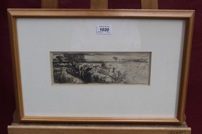 Lot 1020 - Harry Becker sheep, etching and pencil