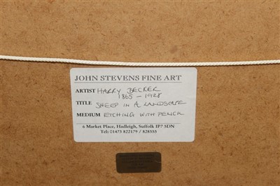 Lot 1020 - Harry Becker sheep, etching and pencil