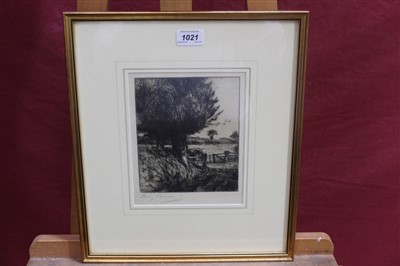 Lot 1021 - Harry Becker etching - The Lane, signed.