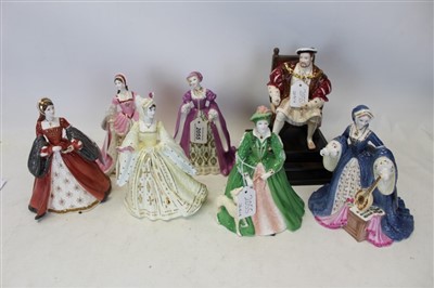 Lot 2055 - Set of seven limited edition Wedgwood figures - Henry VIII, Catherine Howard, Catherine of Aragon, Jane Seymour, Catherine Parr, Anne Boleyn and Anne of Cleves